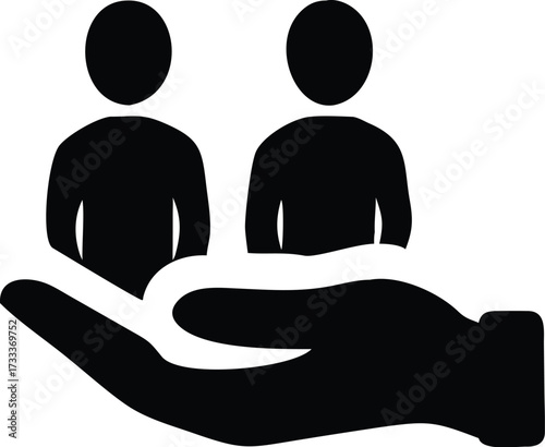 Icon of a hand holding two people