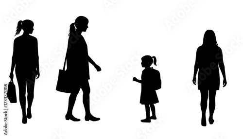 Set of teacher and student silhouette interactions, educational concept vector with children and adults in various learning scenes	