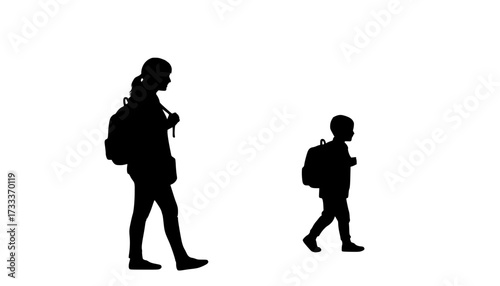Set of teacher and student silhouette interactions, educational concept vector with children and adults in various learning scenes	