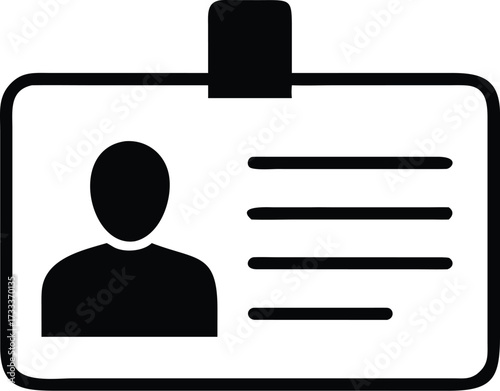 Black and white icon of an identification card
