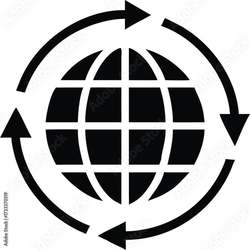 Global network connection and data transfer icon