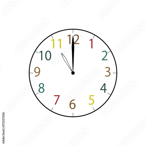 Simple Analog Clock at 11o'clock　シンプルな11時のアナログ時計イラスト