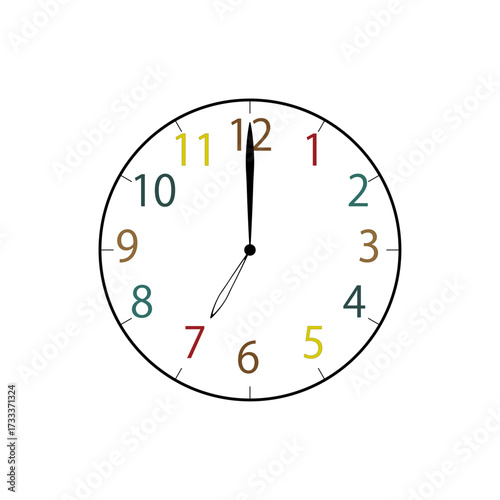 Simple Analog Clock at 7o'clock　シンプルな7時のアナログ時計イラスト