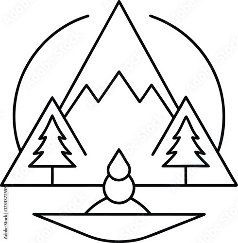 digital detox nature meditation retreat illustration on transparent background