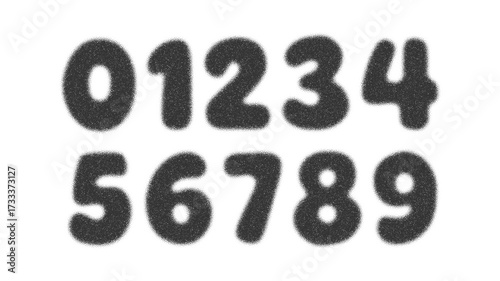 Spray paint graffiti numbers with photocopy grain texture. Stencil style digits 0 9 for urban poster, retro design, hip hop and street art. Isolated vector illustration