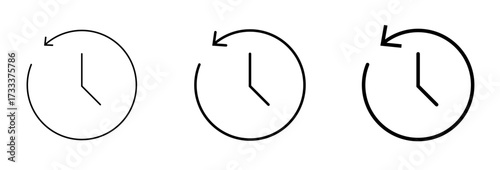 History time reload icon isolated, Previous time symbol, Back arrow signs, Past clock symbols, or Update history icons vector illustration