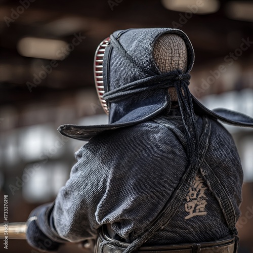 Kendo practitioner, back view