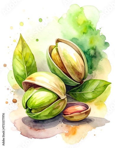 Pistachios in watercolor