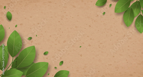 green leaves on the old paper