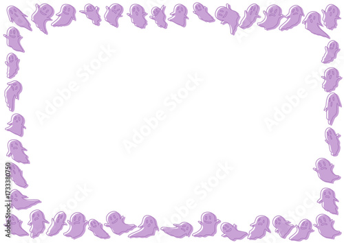 ハロウィンのかわいいおばけ模様フレームイラスト