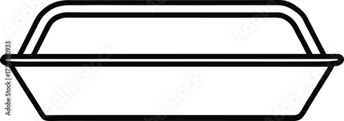 Simple Line Art Icon of a Takeout Food Container with Lid