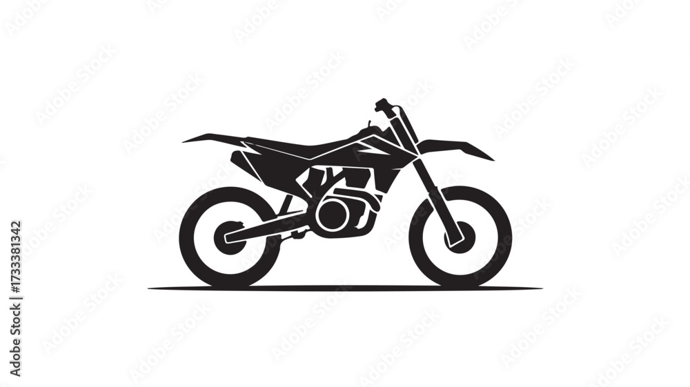 Obraz premium Sleek black motocross dirt bike silhouette captures the thrill of off road adventure, perfect for sports branding and extreme sport designs