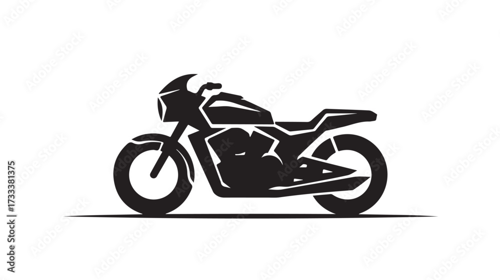 Fototapeta premium Dynamic black motorcycle silhouette, modern sportbike design, sleek lines, representing freedom, speed, and adventure on the open road, perfect for travel and lifestyle brands.
