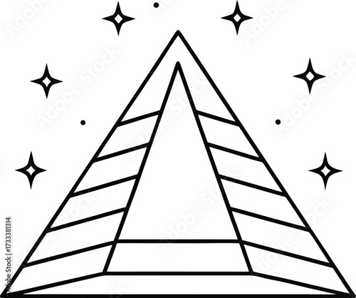 egyptian pyramid glowing with starlight illustration on transparent background