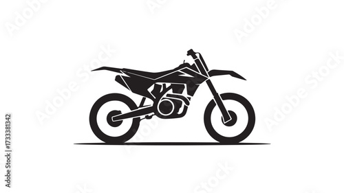 Sleek black motocross dirt bike silhouette captures the thrill of off road adventure, perfect for sports branding and extreme sport designs