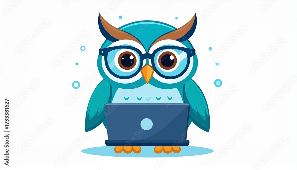 Obraz premium Wise Owl Tech Mascot Vector Illustration