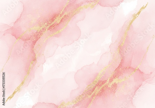 Simple elegant background with watercolor marble effect with gold fibers