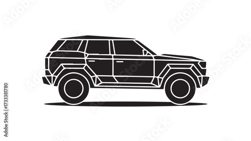 Sleek geometric SUV silhouette conveying modern adventure and urban exploration, perfect for automotive branding and travel concepts