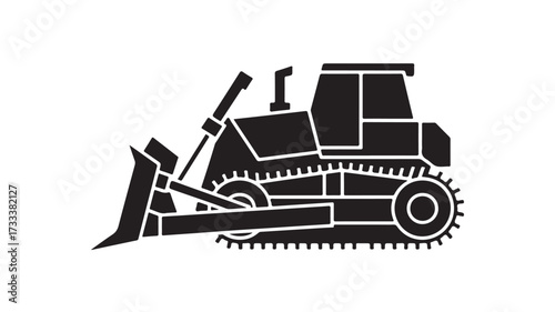 Powerful bulldozer pushing earth with strong blade, essential construction equipment for heavy duty earthmoving and site preparation projects