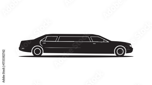 Sleek black limousine with a modern geometric design offers luxurious transport for VIP events, corporate travel, or special celebrations, exuding sophistication and style.