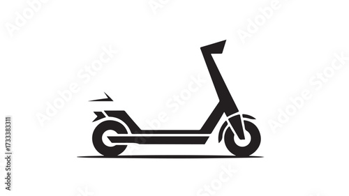 Sleek black electric scooter silhouette representing modern urban mobility and sustainable transportation solutions for city commuters