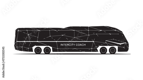 Sleek, modern intercity coach featuring a dynamic geometric design and clean lines for contemporary transportation concepts and travel advertising