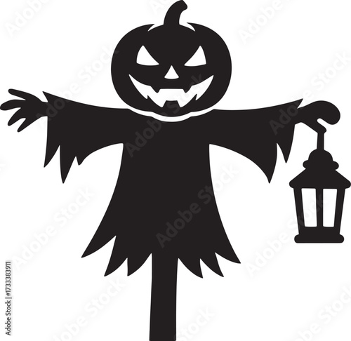 Pumpkin Scarecrow Silhouette