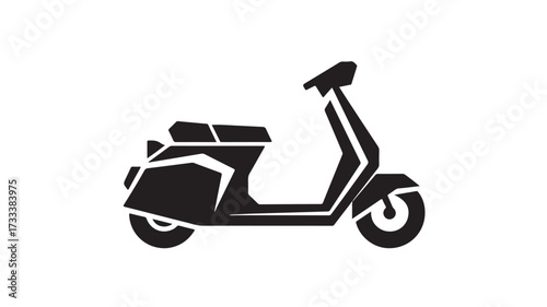 Sleek black scooter silhouette evokes modern urban travel and dynamic city exploration, perfect for design projects needing a clean, stylish transport icon.
