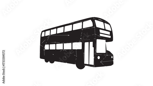 Sleek black geometric double decker bus silhouette design for modern urban transport concepts and city travel promotion, conveying dynamic movement and contemporary style