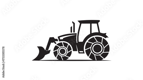 Powerful tractor icon, perfect for agricultural branding, construction projects, and industrial design, conveying strength and reliability, ideal for commercial applications.