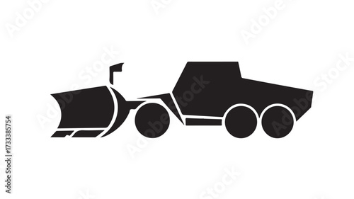 Geometric snowplow design in monochrome, perfect for construction, winter landscapes, and transportation projects, minimalist and modern