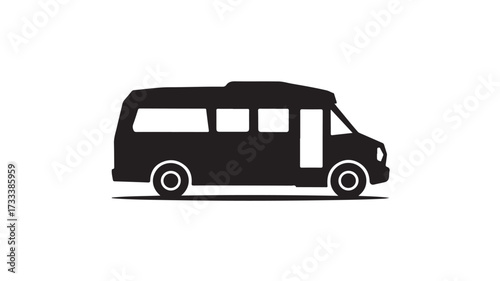Geometric black van design perfect for travel, transportation, or delivery services, showcasing modern creative style.