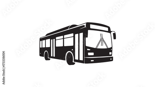 Modern black and white public transportation bus design for urban travel, commuting, and city life, ideal for branding and advertising campaigns
