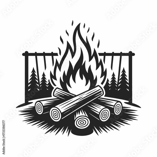 Fire Vector Illustration,  Abstract Flame Symbol of Heat, Blaze Silhouette Icon Isolated on White Background, Hot Energy Graphic, Safety Sign, and Decorative Burning Design