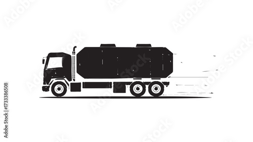 Dynamic black and white tanker truck design conveying speed and industrial power, ready to transport goods efficiently for logistics and distribution