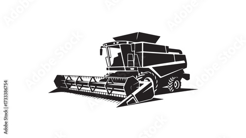 Powerful combine harvester silhouetted for agricultural efficiency and modern farming operations, capturing harvest season's industrial might and automated precision.