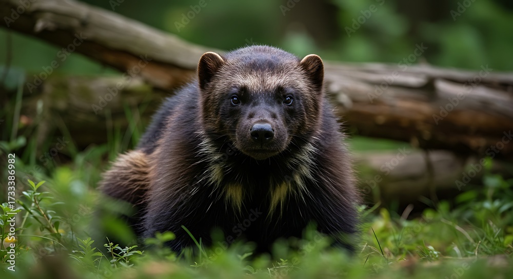 Obraz premium Close up of wolverine in natural habitat wildlife animal portrait