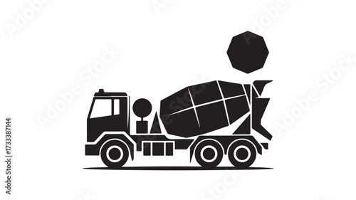 Stunning modern concrete mixer truck graphic symbolizing construction industry progress and heavy machinery operational efficiency for commercial projects