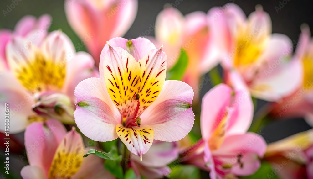 Obraz premium Close-up of delicate pink and yellow flowers (1)