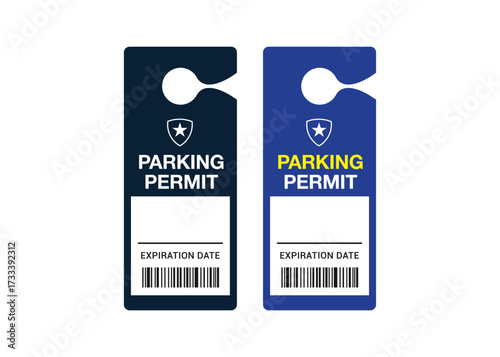 Parking Permit Car Mirror Hanger Template, customizable vehicle pass for reserved parking, events, offices, hotels, apartments, and businesses. Printable, editable, professional design.