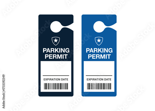 Parking Permit Car Mirror Hanger Template, customizable vehicle pass for reserved parking, events, offices, hotels, apartments, and businesses. Printable, editable, professional design.