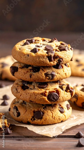 Stack of chocolate chip cookies