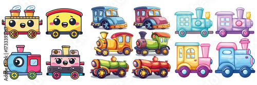 set of iced coffee paper cup and avocado cartoon illustration