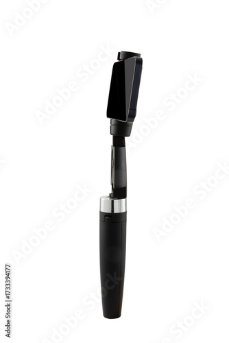 Selfie stick with smartphone with white background