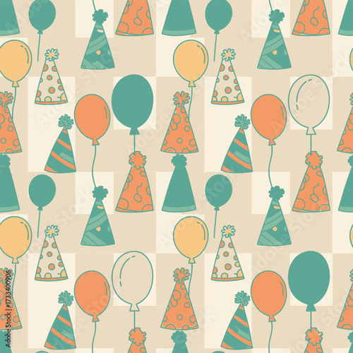 A Cute Kawaii Seamless Pattern featuring Charming Blue Foxes and Whimsical Red Mushrooms, Perfect for Children's Designs or Fabric Backgrounds