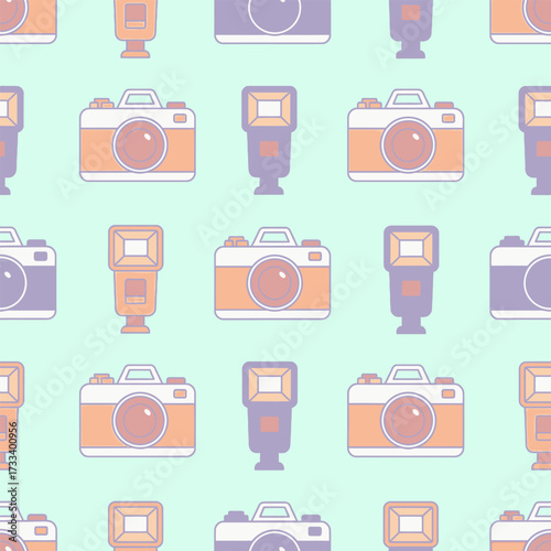 A Cute Kawaii Seamless Pattern featuring Charming Blue Foxes and Whimsical Red Mushrooms, Perfect for Children's Designs or Fabric Backgrounds