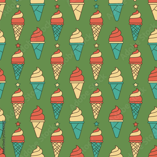 A Cute Kawaii Seamless Pattern featuring Charming Blue Foxes and Whimsical Red Mushrooms, Perfect for Children's Designs or Fabric Backgrounds