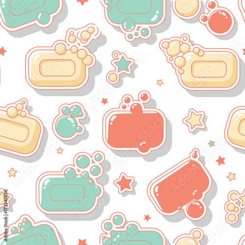 Kawai Cute Seamless Pattern Soap and Bubble Bath Delight