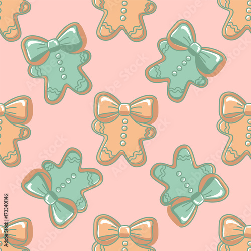 Gingerbread Delights Cute Kawaii Seamless Pattern for Festive Cheer
