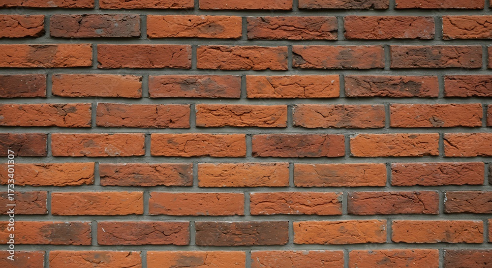 Naklejka premium Close up view of a textured brick wall with rustic orange and brown hues